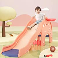 HAPPYMATY Tobogán infantil de plástico con forma de elefante- incluye pelota y cesta- tobogán independiente para jardín…